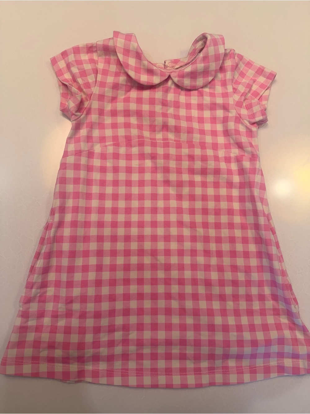 Hanna Andersson Pink and White Gingham Dress! 3T! EUC! With pockets